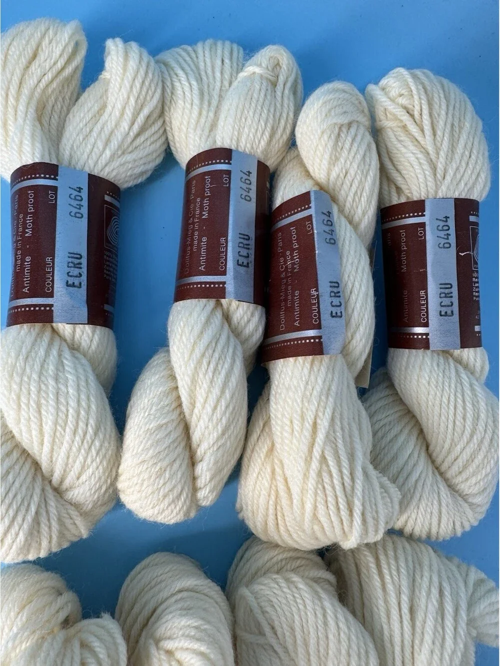 8 DMC Laine Colbert Tapestry Wool Yarn Ecru 6464 Same Dye Lot 42.7 Yd